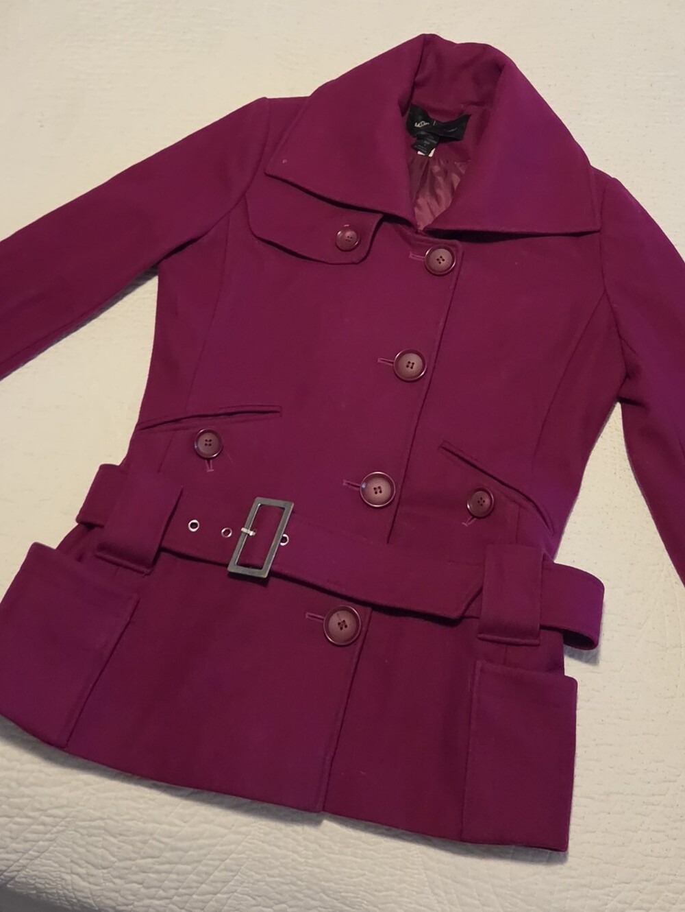 Vintage Moda International belted wool-blend pea coat, Size Small